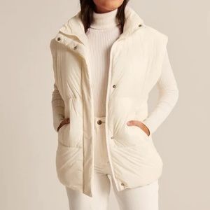 Abercrombie & Fitch A&F Oversized Vegan Leather Quilted Vest Size:XS